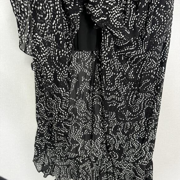 Payal Jain Anthropologie Sheer Maxi Wrap Dress Womens Small Black Printed Party - Picture 7 of 16